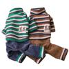 Pet Striped Patchwork Four Legged Pants Autumn and Winter Jumpsuit Base Shirt Dog Clothing Clothing Teddy Home Warm Sleepwear