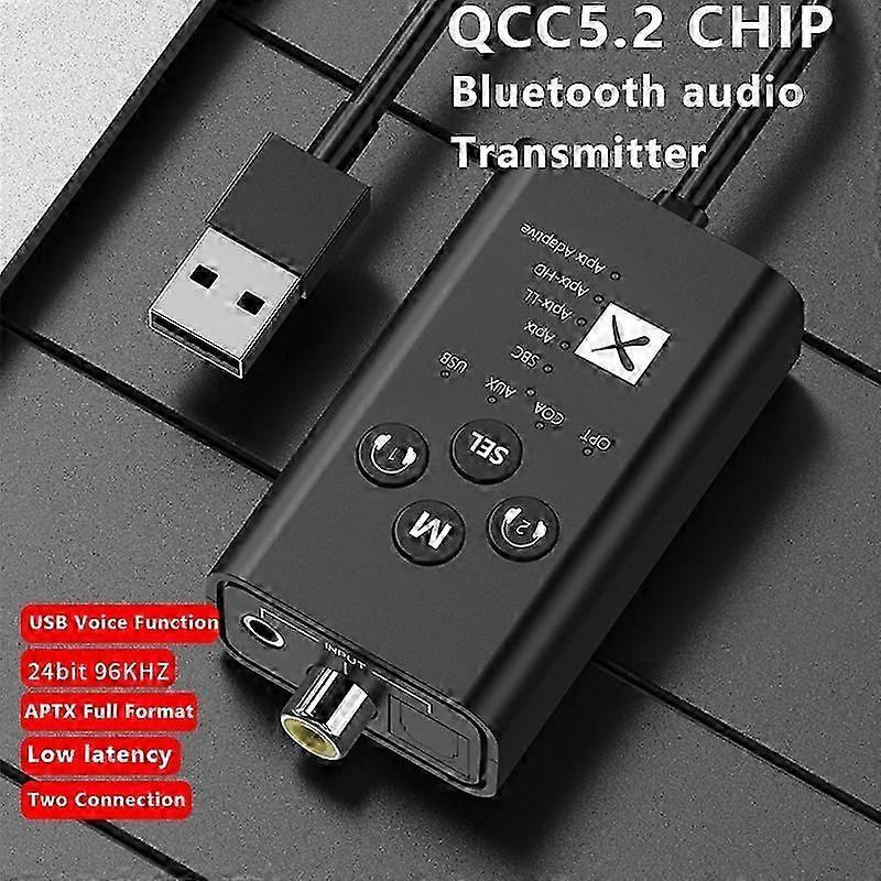Trasmettitore Audio Bluetooth T9 a Bassa Latenza 5.2 con Supporto Fibra Ottica Coassiale AptX per Funzionamento Senza Fili e Home Theater