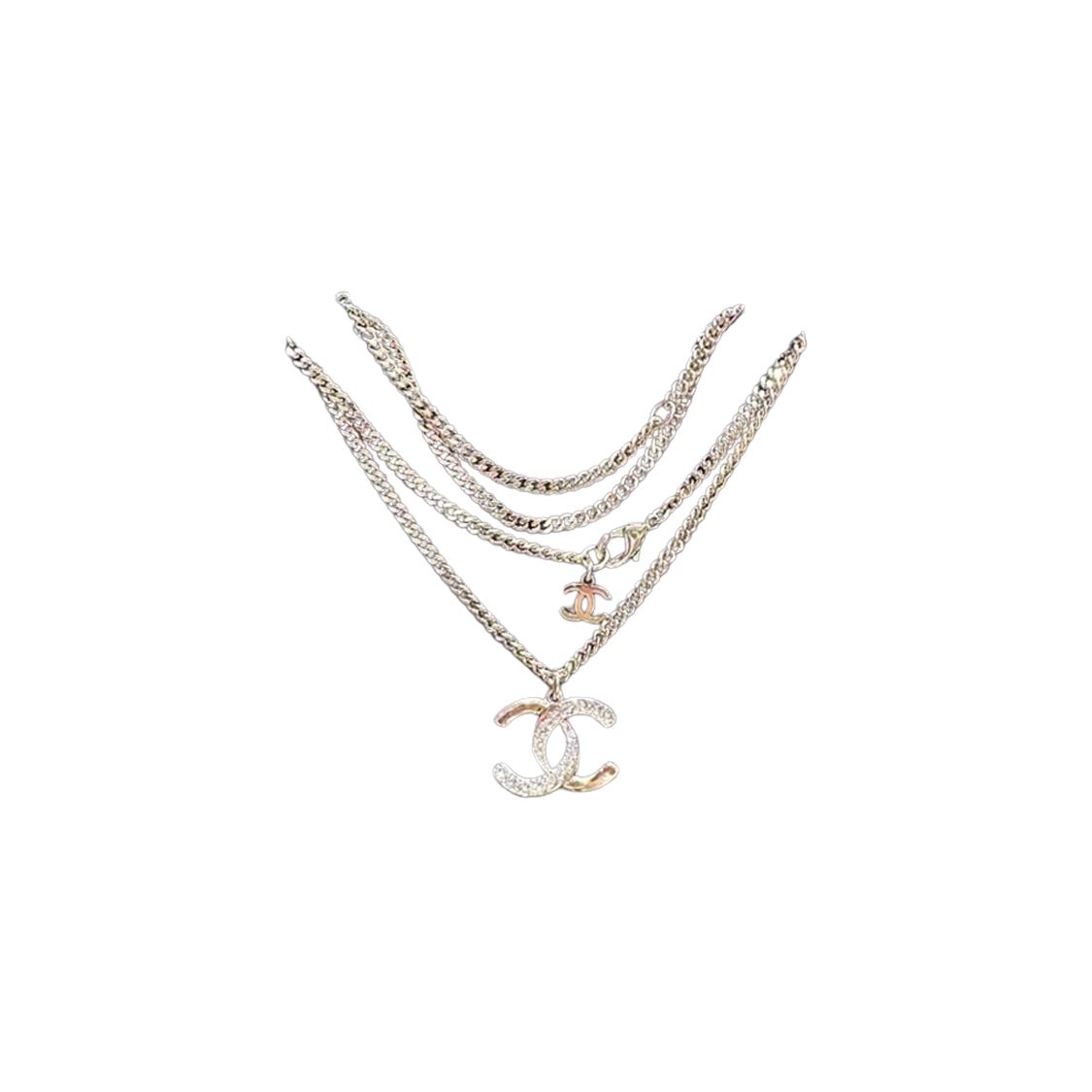 

Chanel Золотий Кристал Подвійний Логотип C Підвіска Ланцюжок для Светра Жіночі намиста ABD040-B15387-NU491 Box+Padding Board,F,Gold