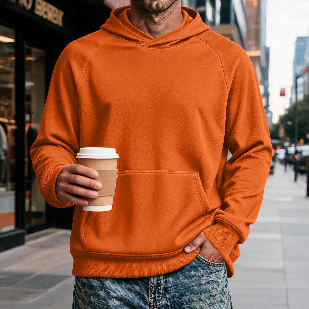 Men's Raglan Hoodie with Pocket - Long Sleeve Casual Pullover