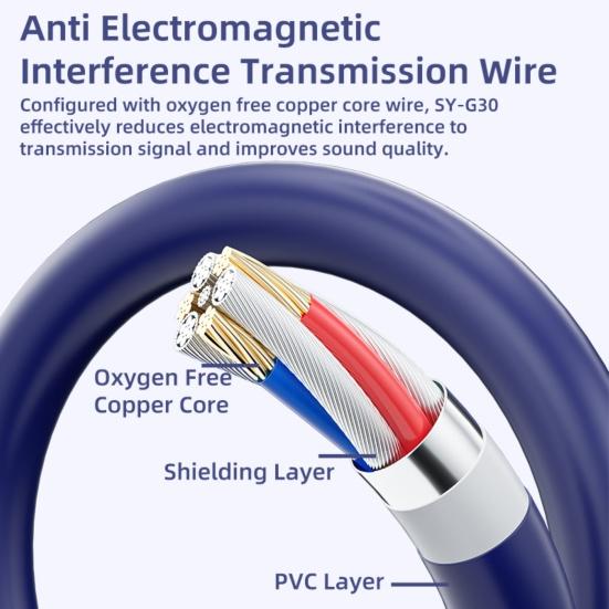 SY-G30 Wired Headphone Comfortable Noise Reduction Over-Ear Computer Headphone with Microphone for Online Course