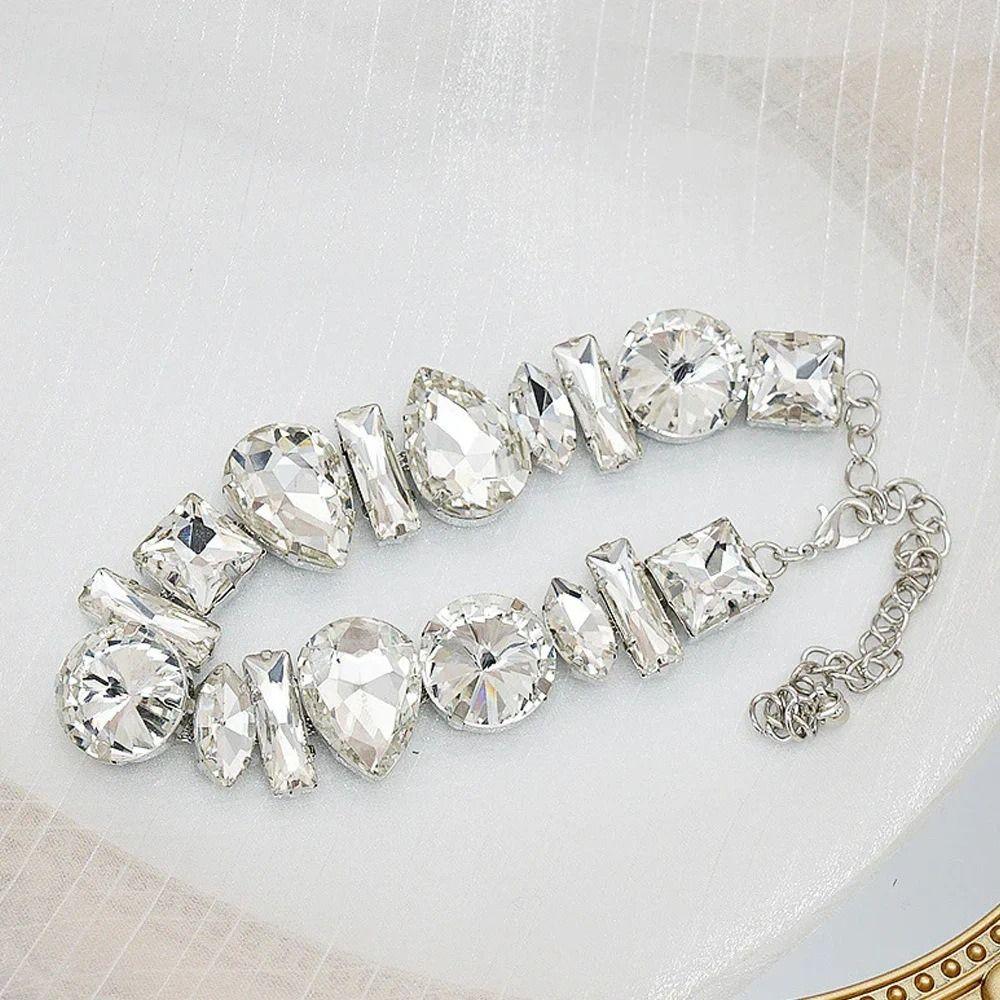 Exaggerated Rhinestone Necklace Light Luxury Women's Choker Temperament Crystal Necklace  Girls