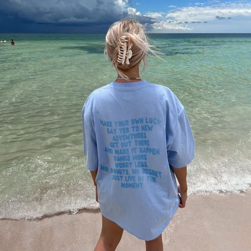 Summer Round Neck 3D Simple Print Top Fashionable Casual Short Sleeved Women's T-shirts