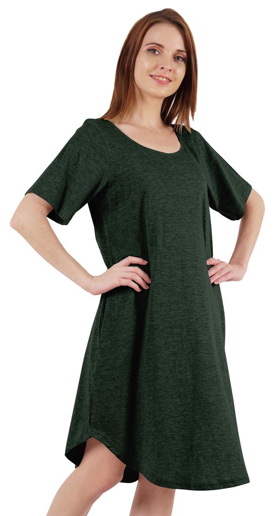 Inkmeso Noční košile pro ženy s krátkým rukávem W Noční košile s kulatým výstřihem Jersey tunika