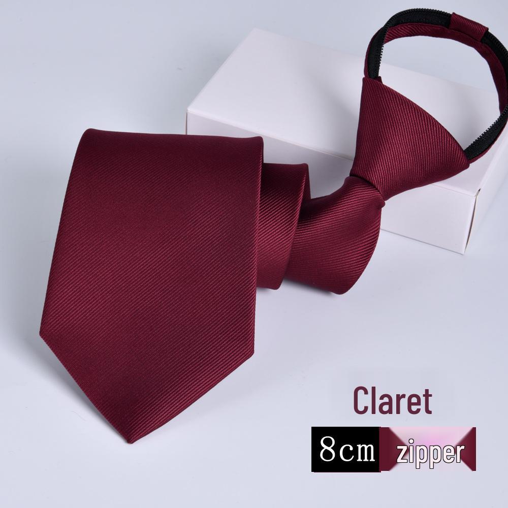 Wine Red Professional 8cm Men's Easy-Pull Solid Tie - Ideal for Business and Graduations