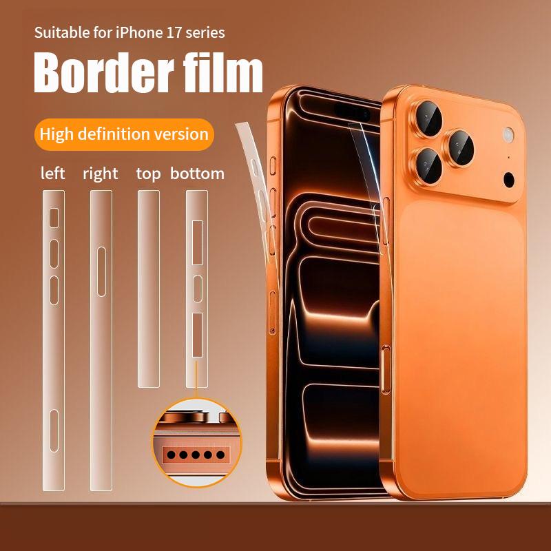 For iPhone Air 13 12 14 15 16 17 Pro Max 13 12 11 Mini X XS Max XR 8 7 SE 2020 Button Sticker Clear Hydrogel TPU Film Screen Protector Frame Film