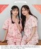 SAZAC Hello Kitty Shirt Cotton Short Sleeve and Long Pants Ribbon Hello Kitty Pajamas, 100% Broadcloth, Women's Set, Loungewear, (Apricot/M/SAN1799)