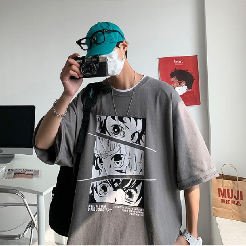 

Мужские футболки с коротким рукавом с буквенным графическим принтом, модные футболки с короткими рукавами, мужская одежда, повседневная футболка, мужские летние топы в корейском стиле ретро для 5XL темно-серого