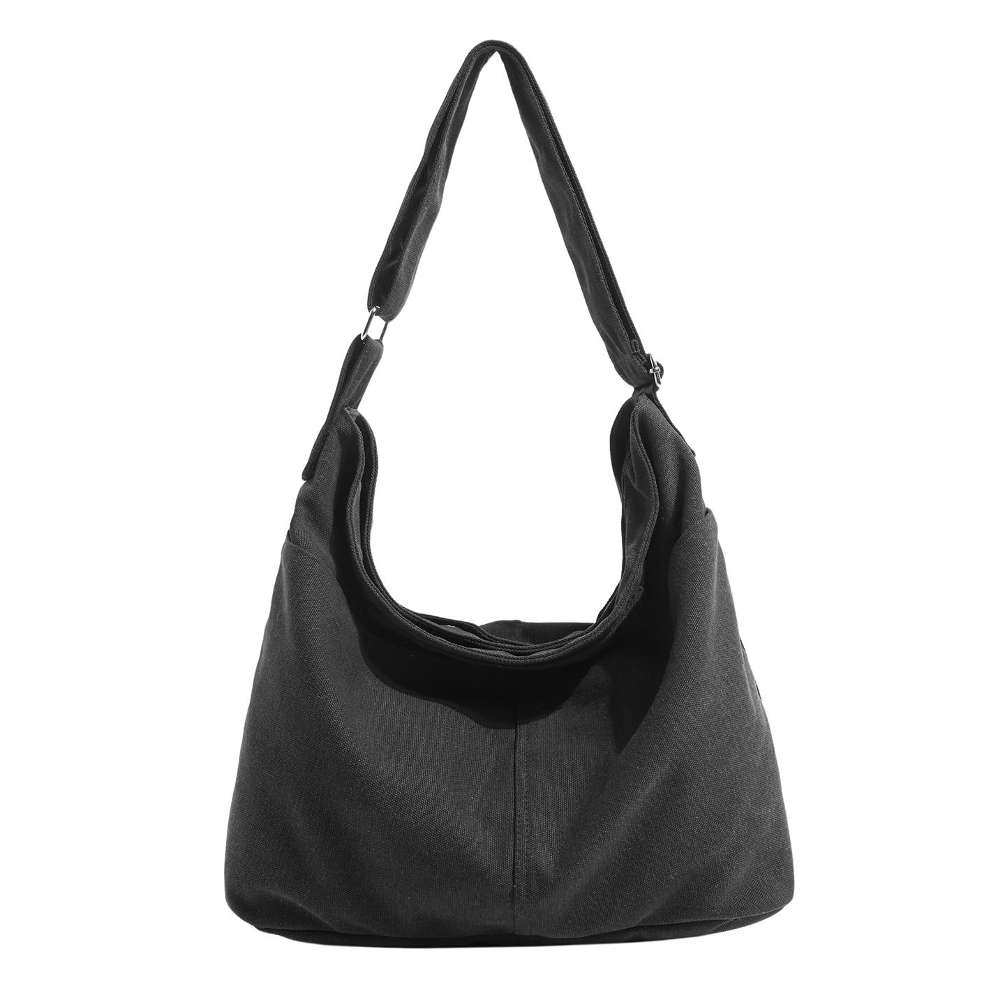Rd lala Grote Capaciteit Canvas Crossbody Tassen Dames Effen Koreaanse Messenger Tassen Katoenen Stof Schoudertassen Zachte Pakketten zwart