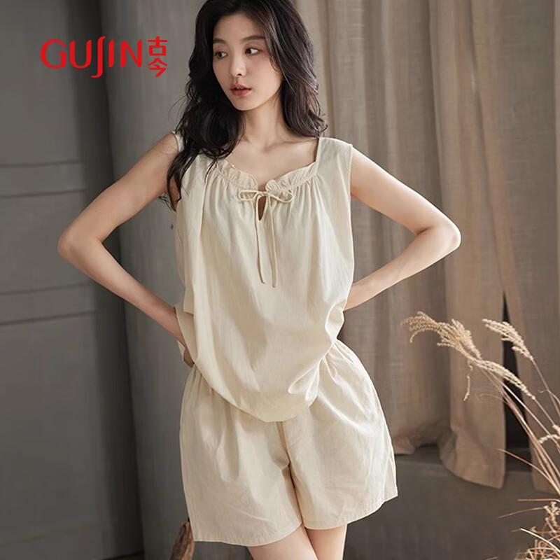 GUJIN Women s Cloud Cotton Sleeveless Pajama Shorts Set XL (115-130 lbs)