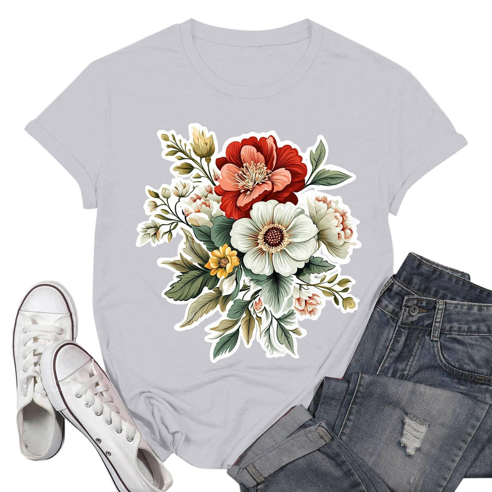 

Жіночі модні повсякденні пуловери з принтом і круглим вирізом з короткими рукавами XL білий