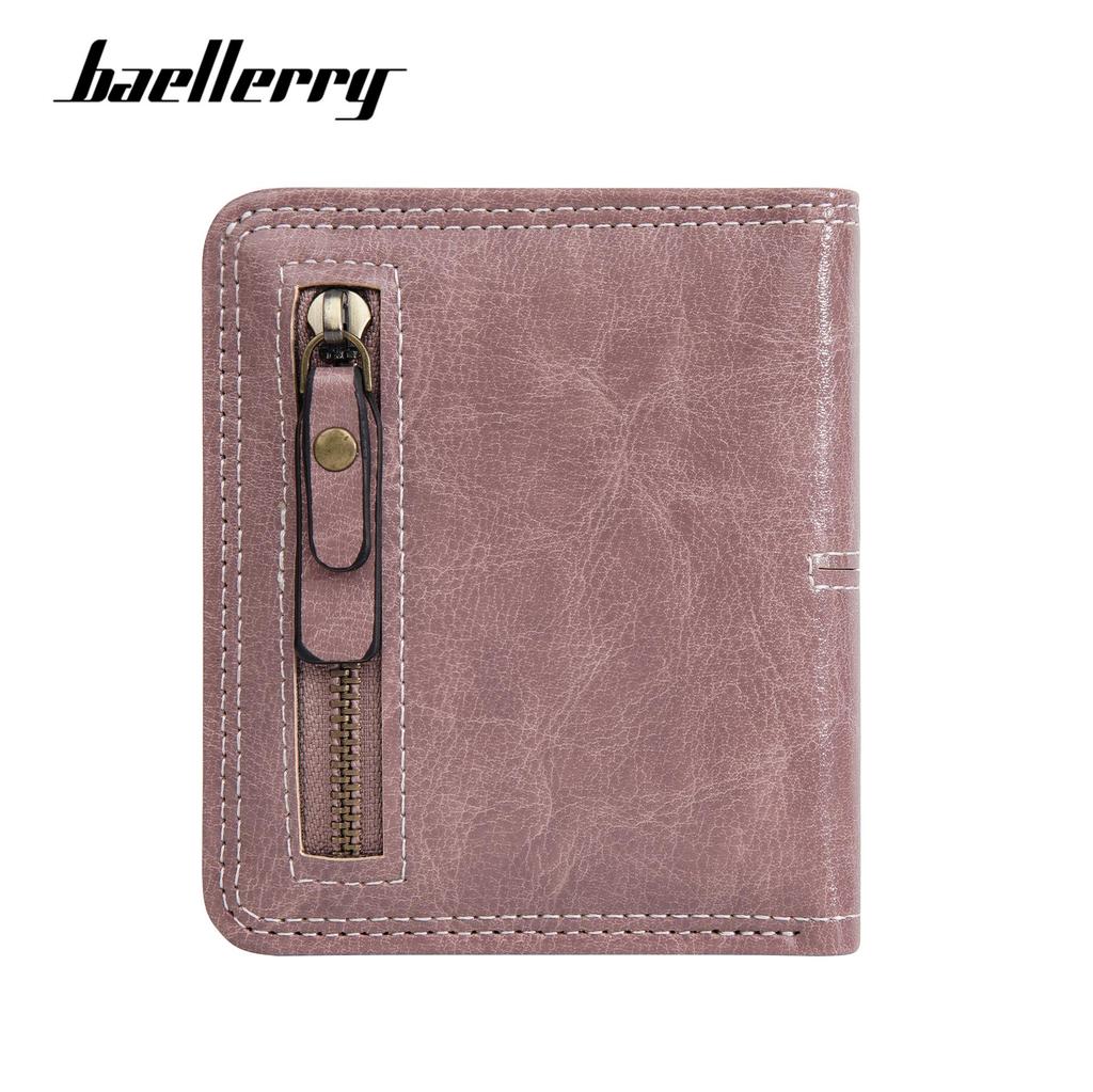Baellerry Women's Fashion Short Wallet - Multi-Card Slot, Two-Fold, Zipper Coin Purse