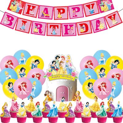 Set di Striscione di Compleanno Con 18 Palloncini in Lattice Principessa 12 Topper per Cupcake