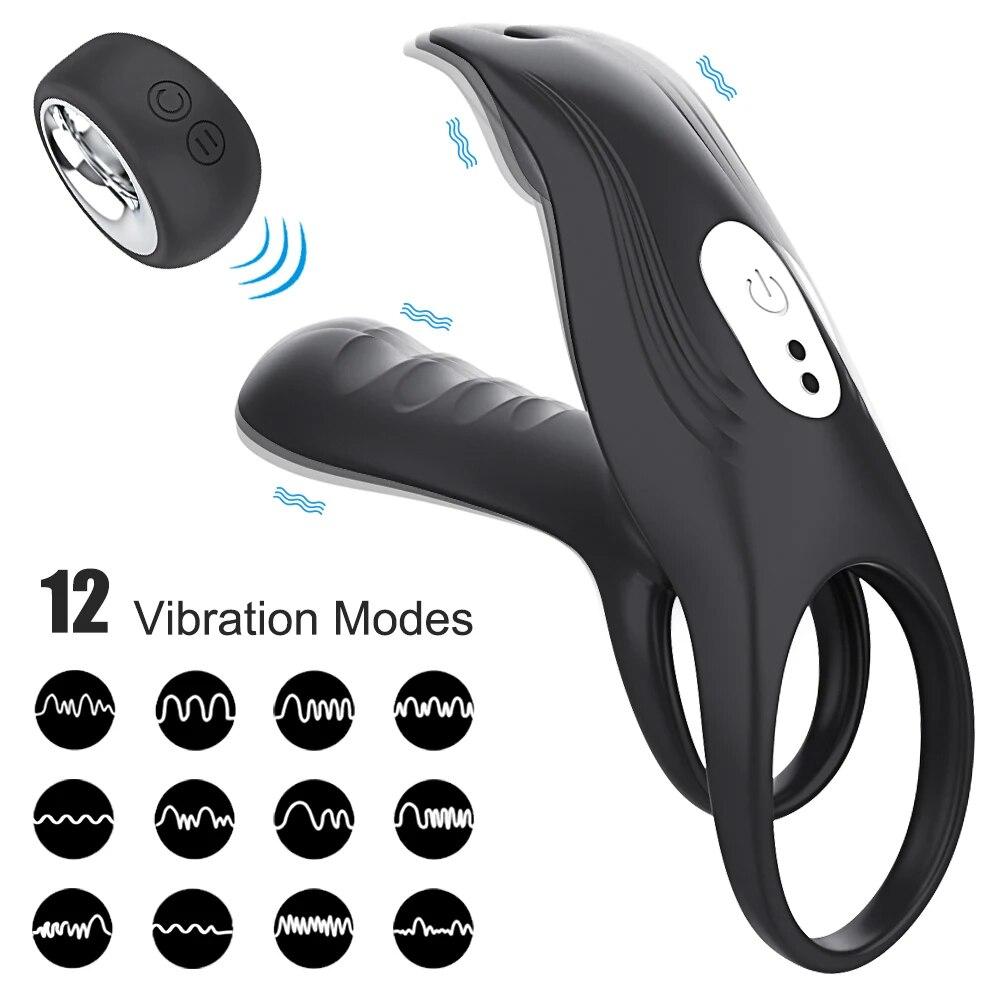 Male Penis Cock Rings Delay Ejaculation Vibrator for Couples Men Enlarger Cockring Masturbator Sex Toys Goods for Adults 18