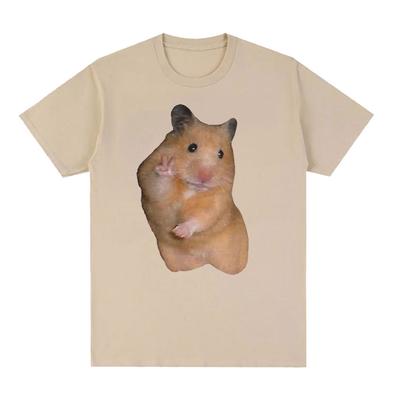 Sevimli Barış Hamster Komik Meme Tişört Erkek Kadın Retro Moda Kısa Kollu Tişörtler Üstler Rahat %100 Pamuk Büyük Boy Tişört