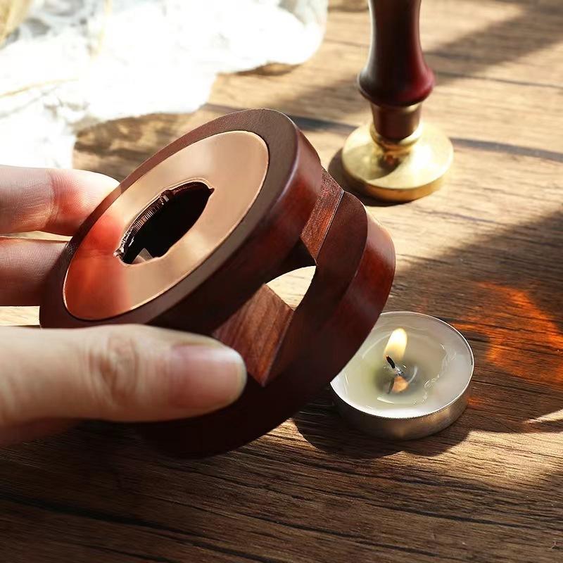 Wax Seal Stamp Set Lacquer Furnace Wax Seal Melting Spoon Rubber Wood Melting Heater Wax Bead Pot Stick Heater Craft Supplies