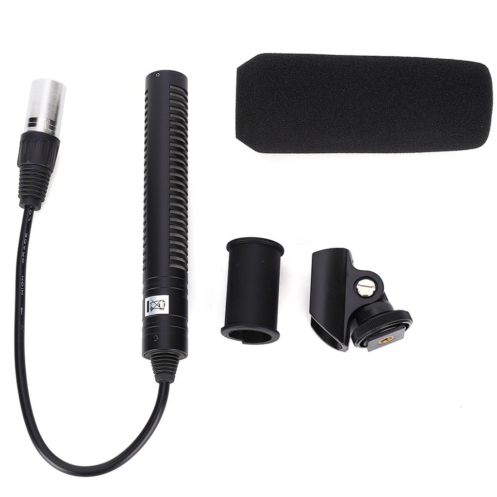 Condenser Microphone Stereo Camera Mic Video Recording Black Unidirectional Anti Interference(Black