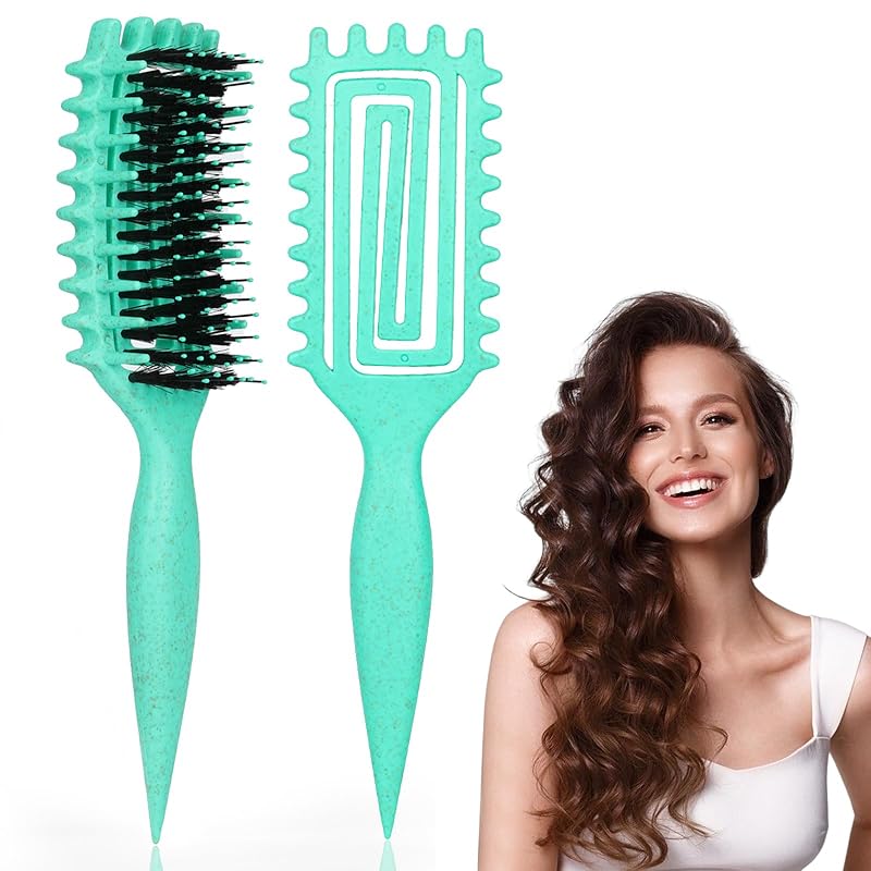 Curl Defining Brush,Curly Hair Brush,Curl Brush for Curly Hair,Vented Hair Brush for Detangling,Shaping and Defining Curls,Reduce Pulling(Green) зелёный