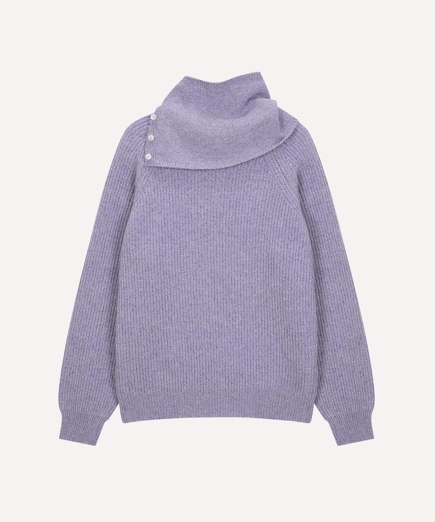 Daenkeudieo Neck Warmer Round Hacci Knit Set - Purple