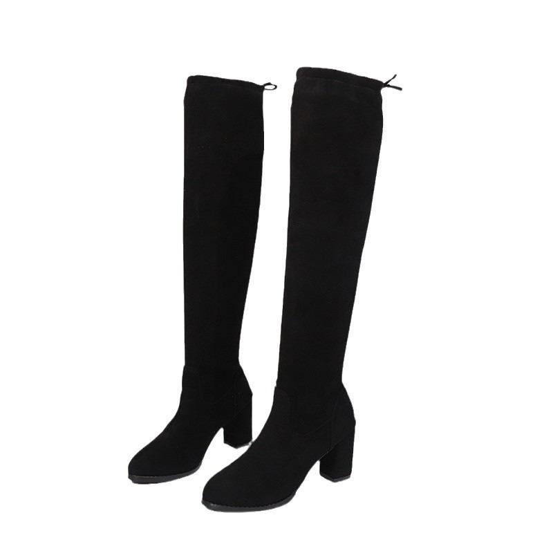Large Size Over-knee Elastic Boots Women's High Heels Autumn and Winter New Soft-soled Thin Boots Slim Long Boots