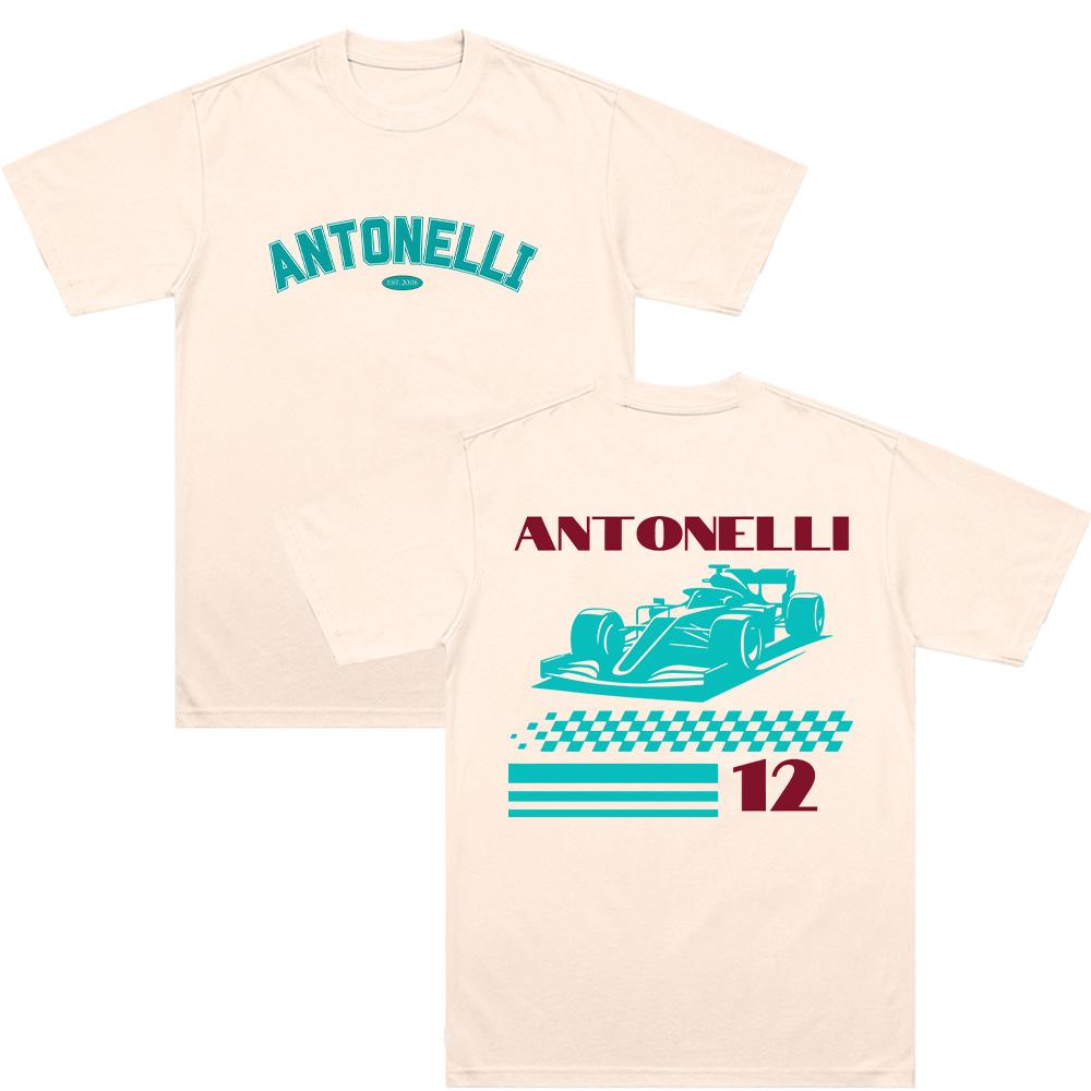 T-shirt Antonelli Andrea Kimi Antonelli 12 Regalo Per Fan di Kimi Abbigliamento Wounisex Unisex T-shirt in Puro Cotone Estiva Casual Traspirante Tee