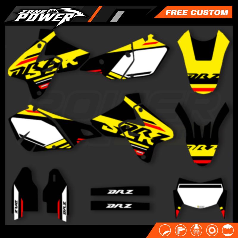 Powerzone Vollgrafik Aufkleber Motorrad Hintergrund Für SUZUKI DRZ400 SM S E DRZ 400 SM S E 1999-2022 Benutzerdefinierte Nummer 04