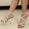 Women Open Toe High Heel Sandals Lace Up Stiletto Heels Party Banquet Summer Shoes