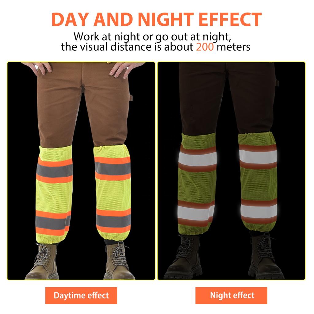 Waterproof Breathable Mesh Reflective Leg Gaiters High Visibility Tape Outdoor Safety Night Running Construction Work
