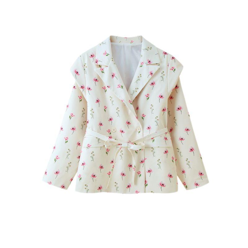 Kaslead New Women Clothes Western Style Fashion Simple Five-Color Lace-up Long Sleeve Blazers