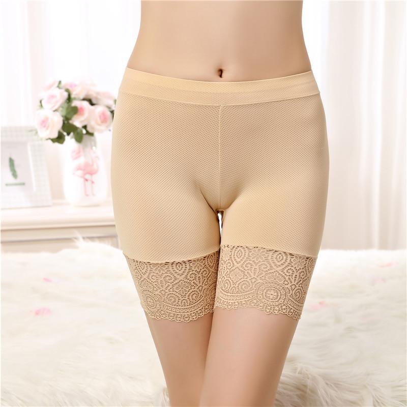 Bezešvé spodní prádlo šortky Ženy Měkká Bavlna Bezpečnostní Krátké Kalhoty Dámské Sexy Krajka Černé Boxerky Ženy Nadměrná velikost BoyShort Kalhotky