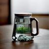 400ml Heat-resistant Glass Tea Cup With Tea Infuser Filter Walnut Wooden Handle Lid Tea Mug Drinkware