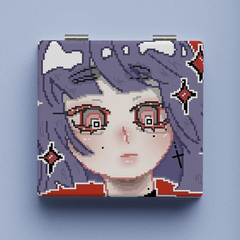 

Маленькое зеркало в пиксельном стиле в японском стиле, складное, откидное, маленькое зеркало для студенческого общежития с Ins для девочек для подкрашивания макияжа