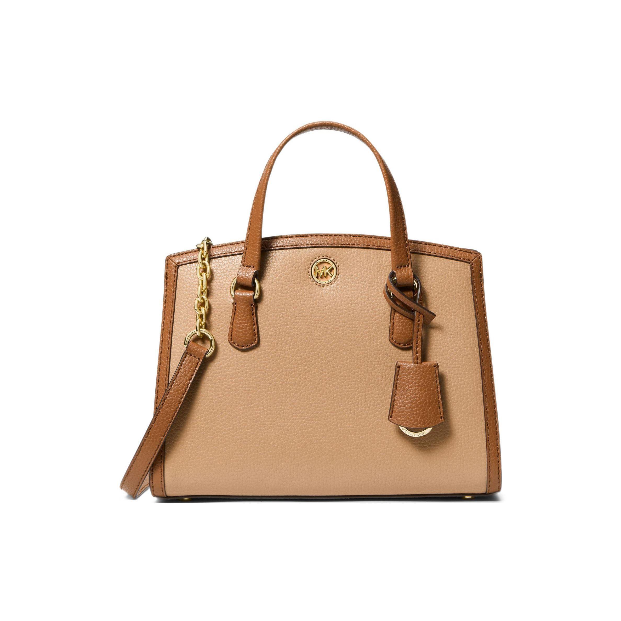 Michael Kors MK Chantal Logo Chain Pendant Zipper Tote Bag Women tote Gold Brown 30F3G7CM0T-260 Basic Set (Bag+Dust Bag)