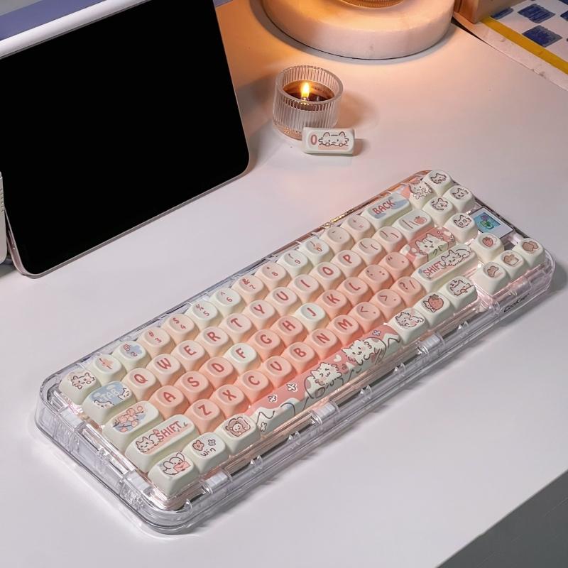Teclas MOA Altas 132 Peças Cor Sublimada a Calor Conjunto de Teclas Gatinho Morango Personalização para Teclados Mecânicos