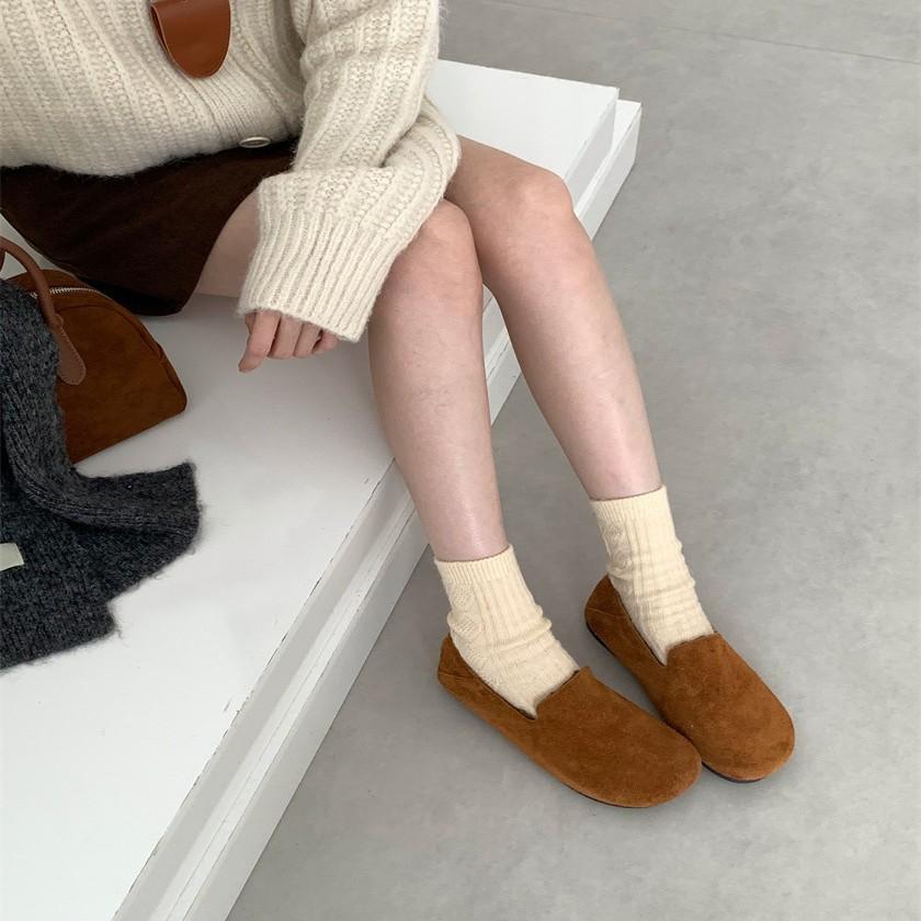2025 new platform loafers women's British style small leather shoes one pedal lazy single shoes versatile Doudou shoes