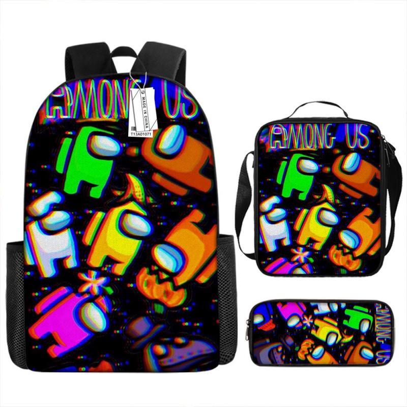 Among Us Themed School Backpack Set Kids - 3PCS Shoulder Bag Pencil Case Oxford Fabric Breathable Waterproof