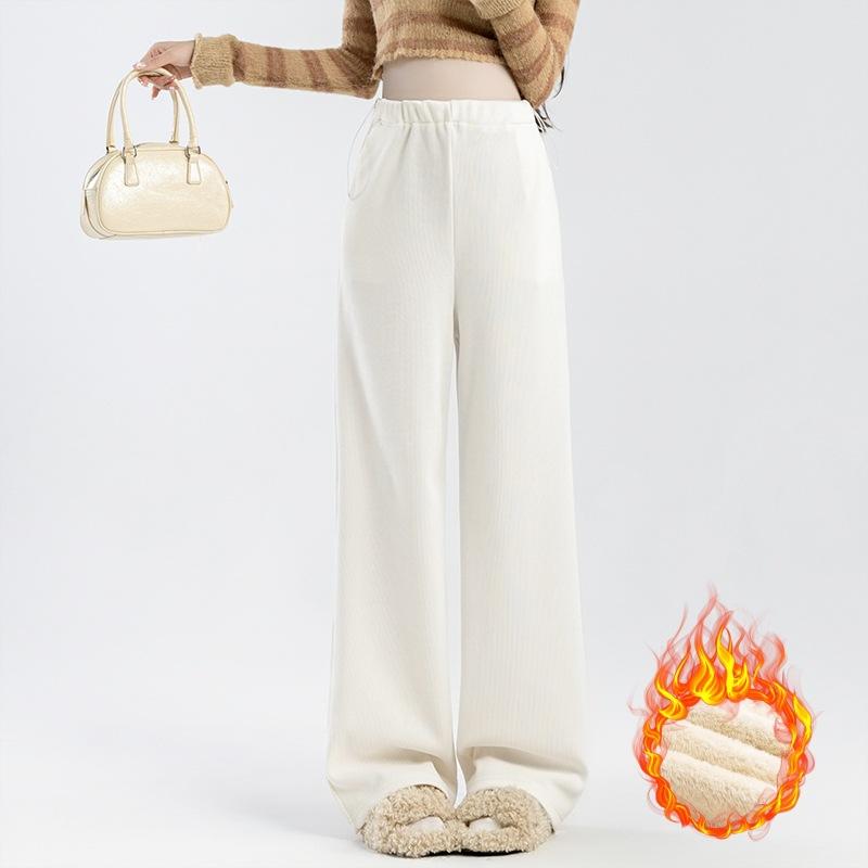 #-3 New maternity wide-leg pants drawstring arctic velvet straight-leg pants loose casual trousers for outer wear