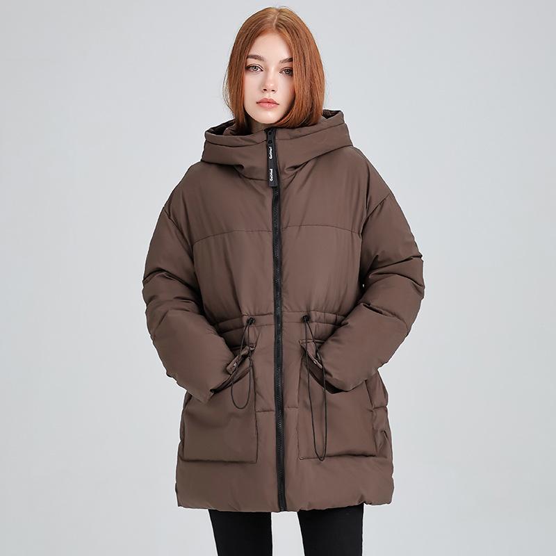 Women's Mid-length Hooded New Cold and Windproof Lightweight Thickened Fluffy Warm Loose High-quality Fabric Casual Sports Cotton Clothing