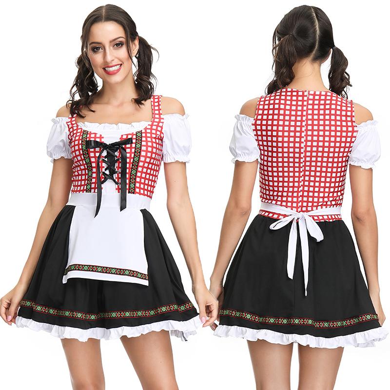 German Sexy Women Bavarian Trachten Oktoberfest Dirndls Dress Beer Costume Girl