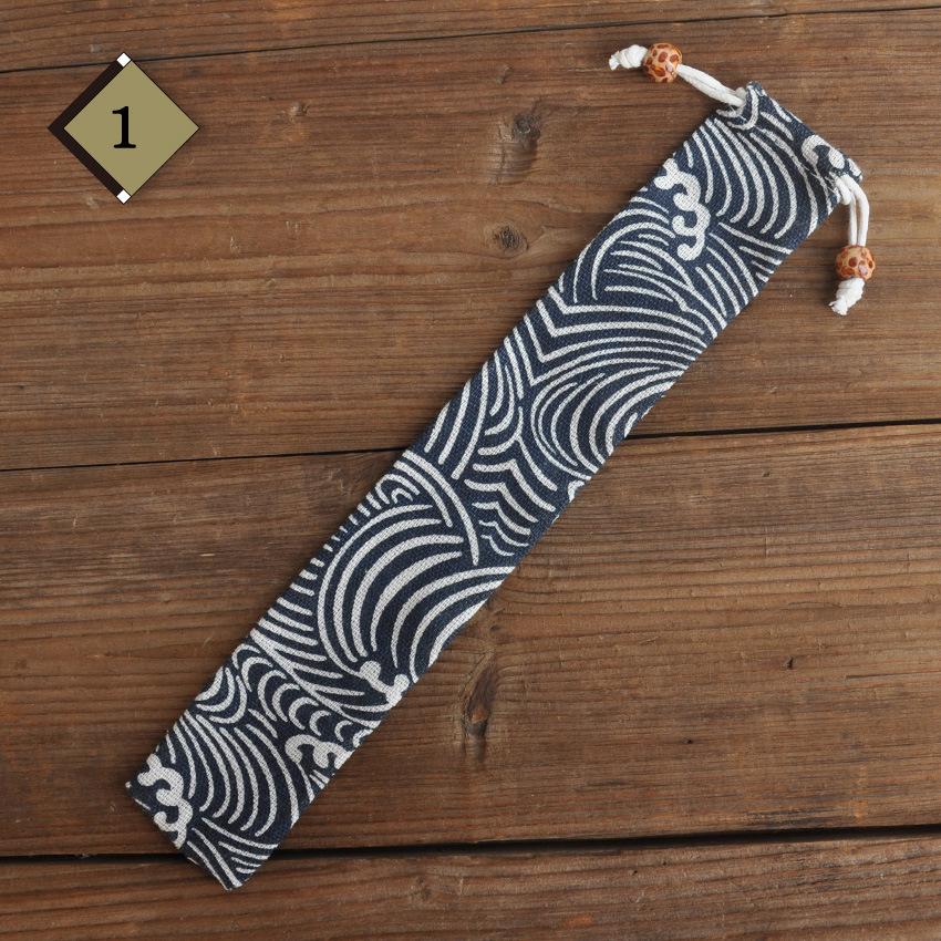 1pc Eco Friendly Canvas Drawstring Pouch Japanese Style for Chopsticks Spoon Straw Home Kitchen Travel Organizer