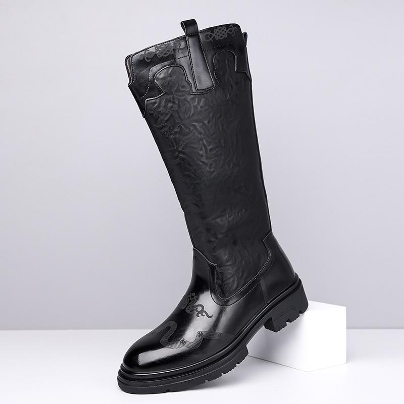 Martin Boots For Men'S Autumn And Winter Vintage Outdoor Men'S Knee-High Boots, British Style Work Boots, High-Top Men'S Leather Boots