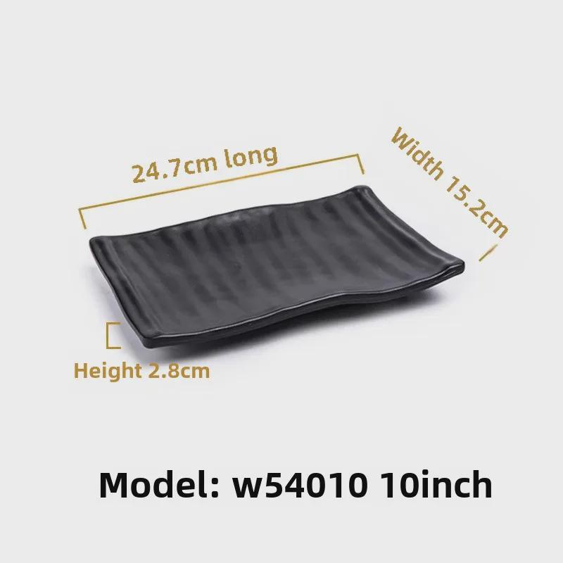 Melamine Black Tableware: Imitation Porcelain Plate for Cold Dishes, BBQ, Hot Pot, and Commercial Use.