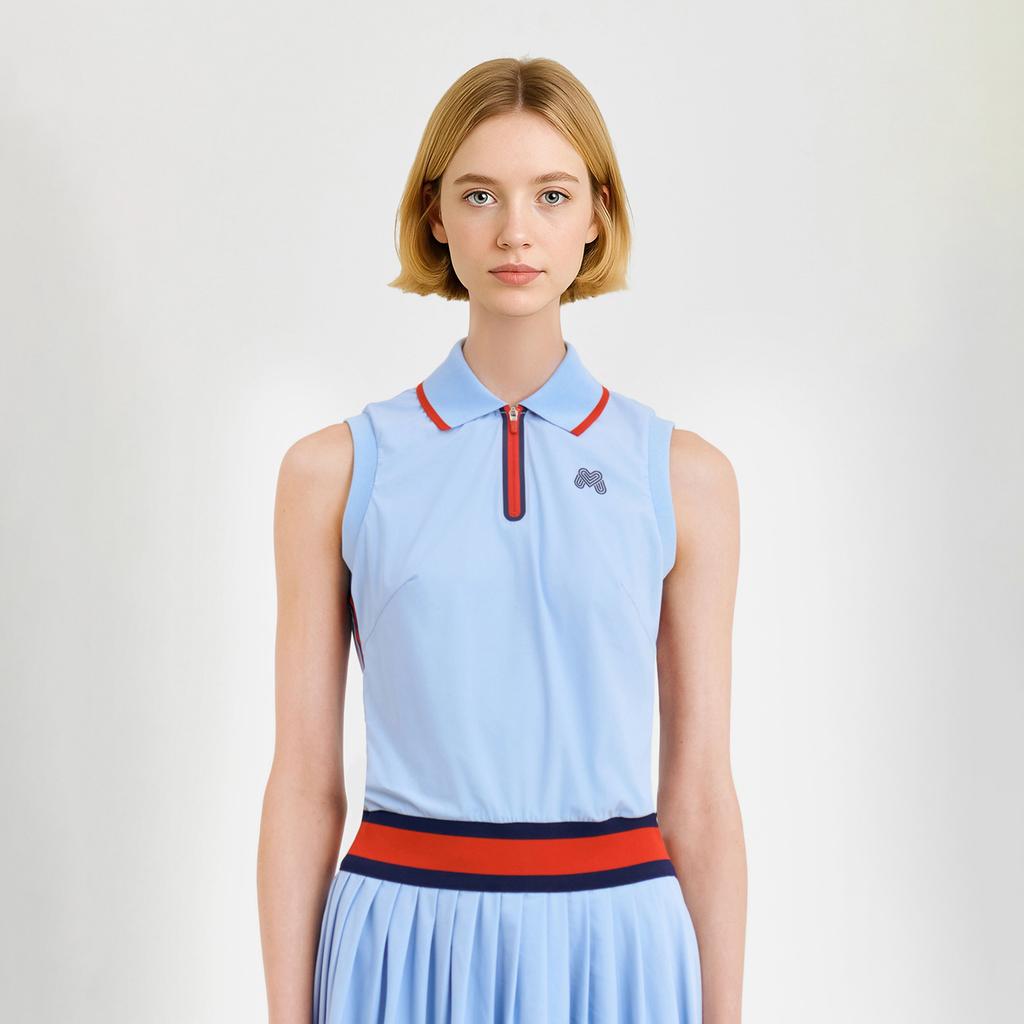 MARTINE GOLF Sleeveless Pleats One-Piece_S/Blue