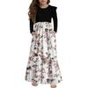 Girls' Tiered Ruffle Dress - Long Sleeve Printed Maxi With Pockets