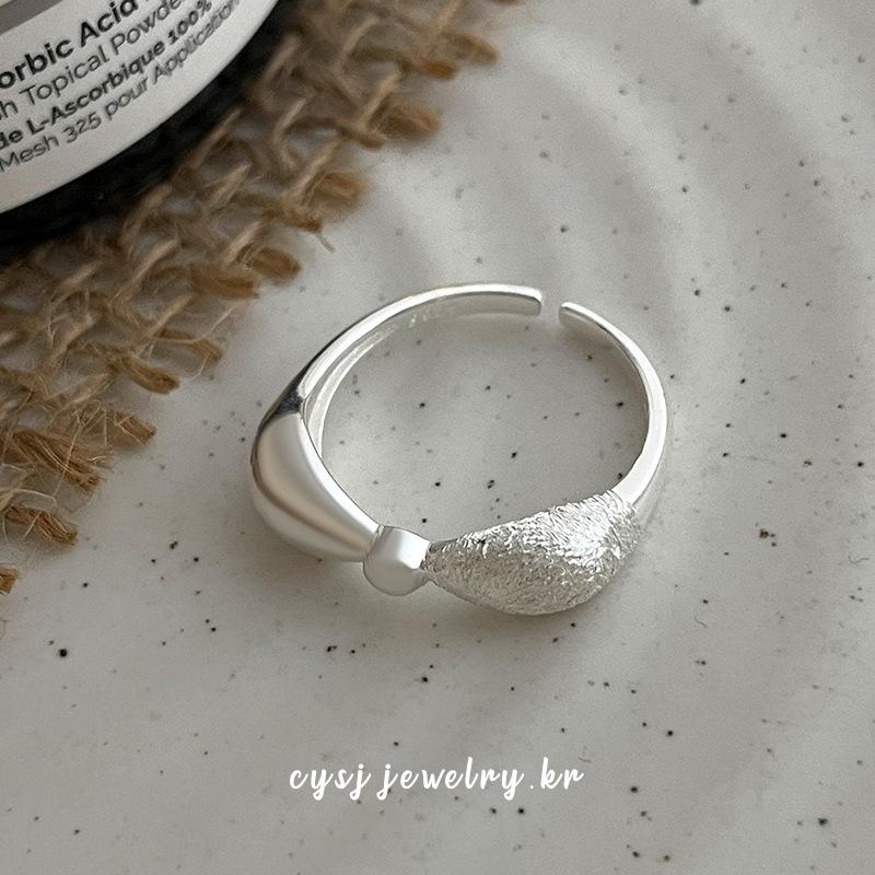 Cui Yan S925 Sterling Silver Korean Brushed Bow Open Ring