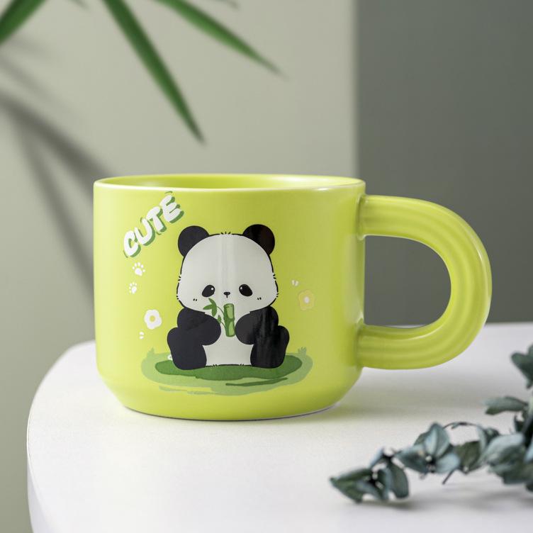 Cute Panda Mug High Looking Cartoon Ceramic Water Cup for Girls Couple Tea Cup Souvenir Coffee Breakfast Cup