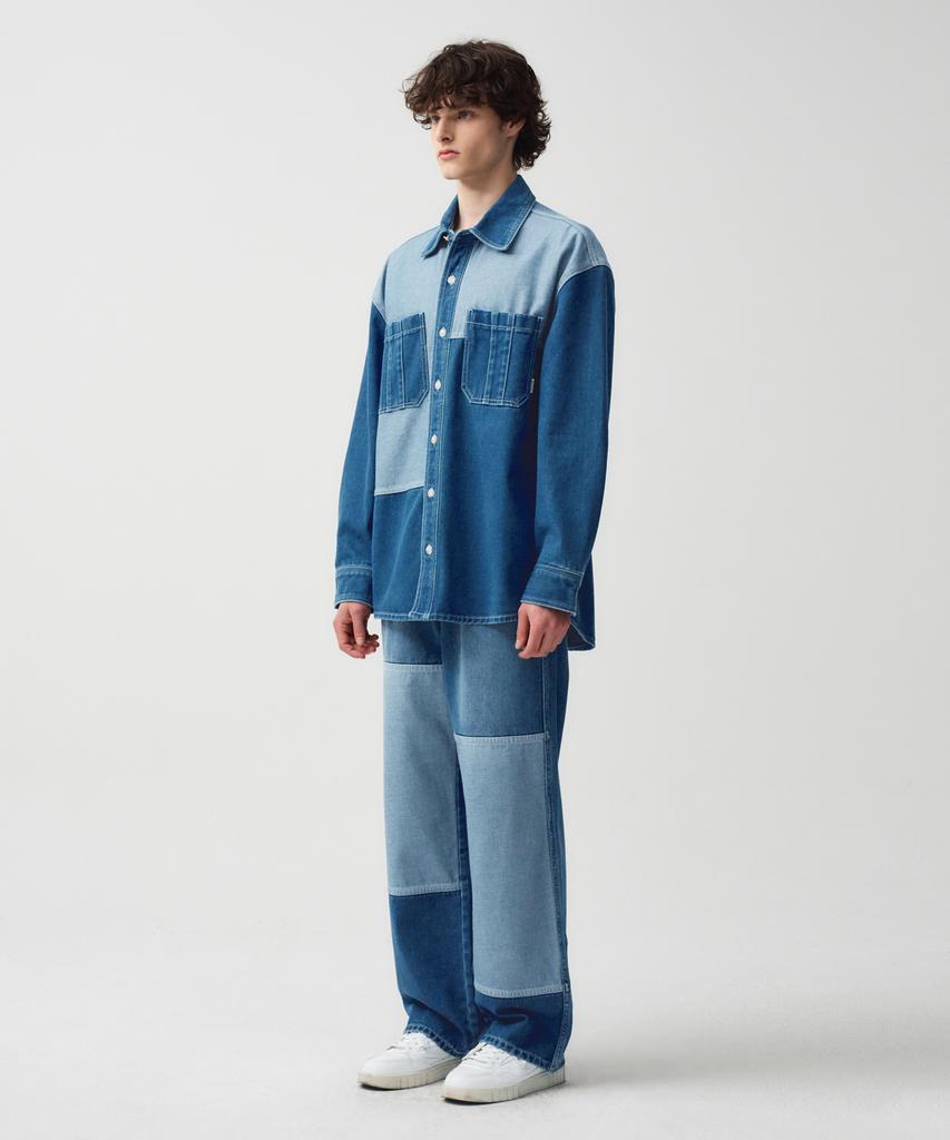 Malittepeulangsowajeobeo M Patch Work Denim Pants Blue