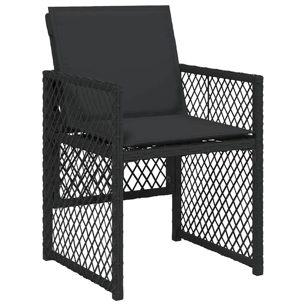 Vidaxl 5-Cz. Garden Furniture Set With Cushions, Black, Poly Rattan