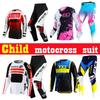 Set echipament motocross pentru copii 4 5 6 7 8 9 10 11 12 13 ani Tineret copil Motocicletă băiat fată Set pantaloni din jerseu Costum de curse Off-road Enduro MX MTB