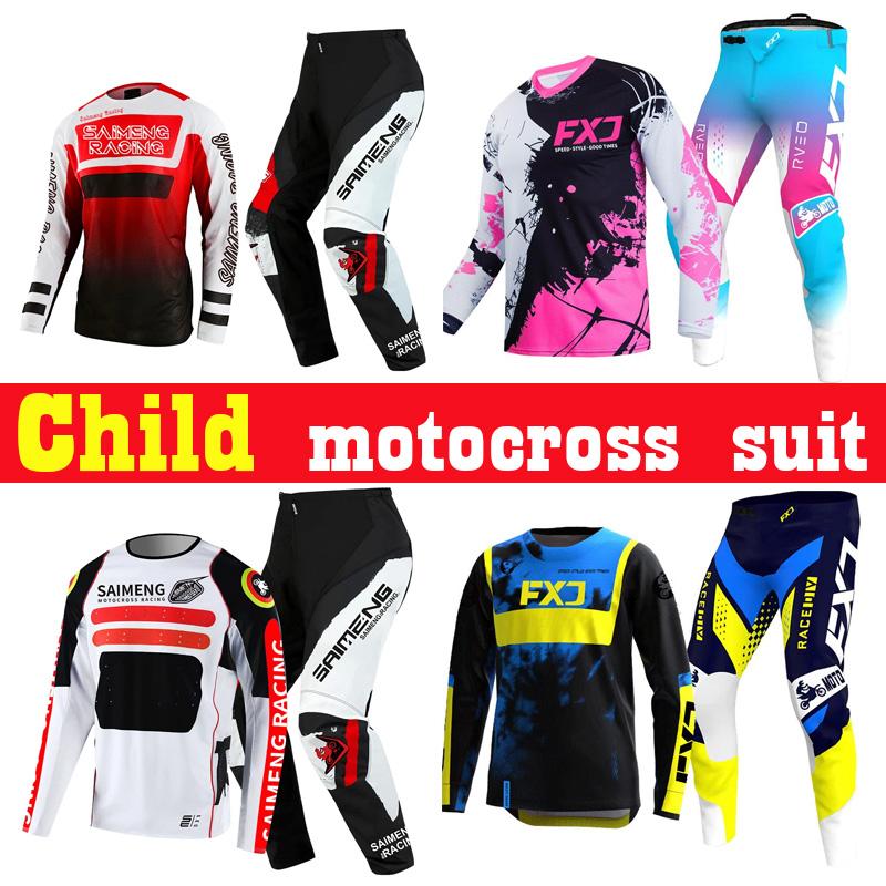 conjunto de equipamentos de motocross para crianças 4 5 6 7 8 9 10 11 12 13 anos Juventude criança Motocicleta menino menina Jersey Pant Kits